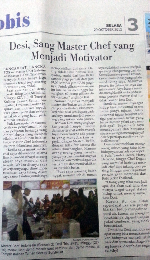Sang Master Chef yang menjadi Motivator